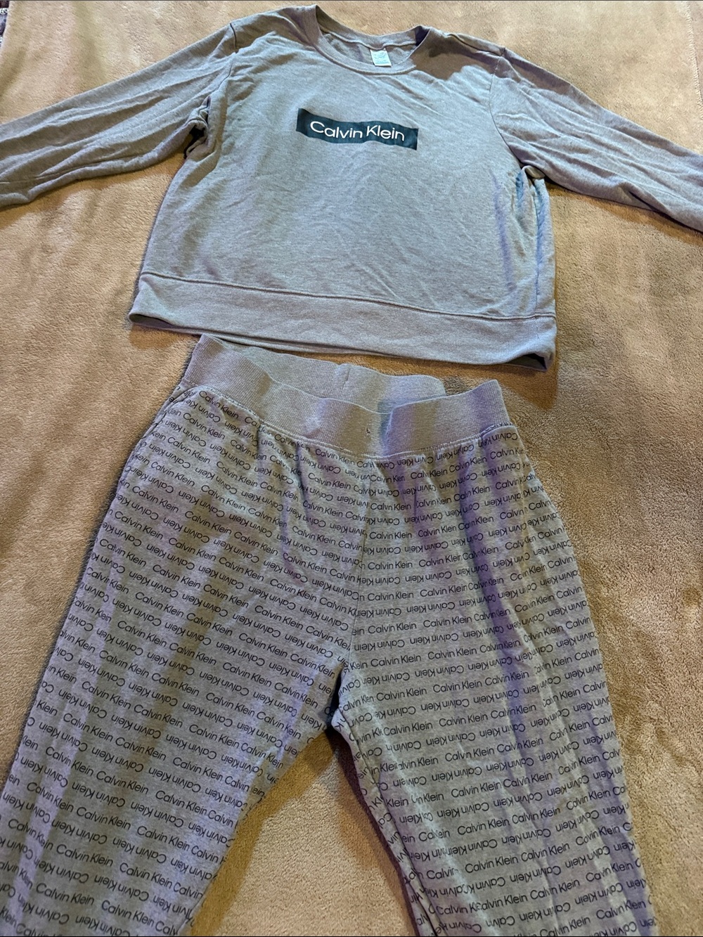 Calvin Klein Lilac Logo Kids Pajama Set with Printed Pants